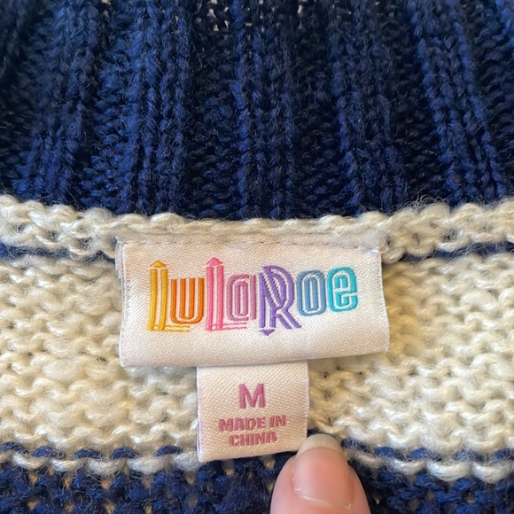 Lularoe lucille cardigan, blue and white striped, oversized fit, medium - Picture 3 of 7